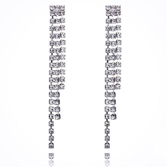 Jewelry - Crystal 3-Strand Dangle Earrings